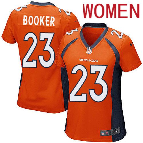 Women Denver Broncos 23 Devontae Booker Nike Orange Game Retired Player NFL Jersey